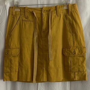 Anthropologie | Paper Boy Women's Yellow Linen Cotton Cargo Mini Skirt, Size 6